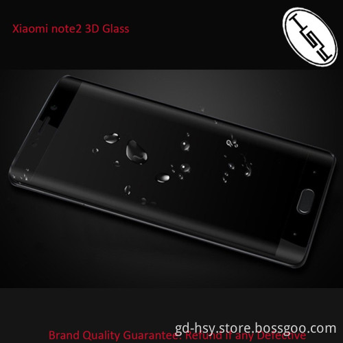 HUYSHE mobile screen protector for xiaomi note 2 ,3d full cover tempered glass screen protector for xiaomi note 2